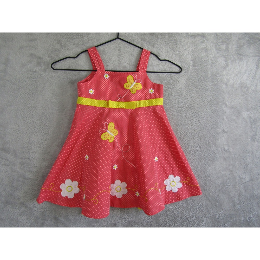 Blueberi Boulevard Polka Dot Dress Girls 3T Pink Butterfly Floral Excellent